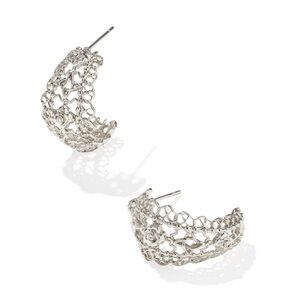 Krista Lace Silver Huggie Earrings